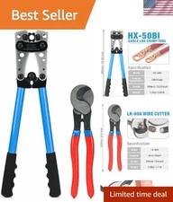 iCrimp Professional Battery Cable Lug Crimper for 8, 6, 4, 2, 1 AWG and Cutter