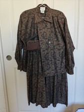 Vintage Christian Dior Petites 2 Pc Skirt Suit Set Size 8 Jacquard Rayon Wool