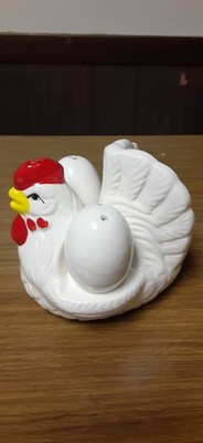 Vintage 3-pc Ceramic Chicken Napkin Holder with Egg Salt & Pepper Shakers