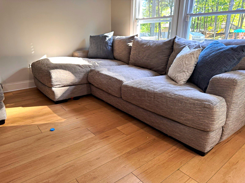 Gray Linen Fabric Sectional Sofa Left Chaise 108in L x 46in W Living Room
