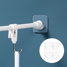 4pcs Adhesive Shower Curtain Rod Holder Wall Mount Transparent Tension Bracket