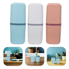 3 PCS Toothbrush Travel Case Protective Holders and Toothpaste Container