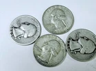 WASHINGTON SILVER QUARTERS LOT OF 4, 90% SILVER CIRCULATED COIN FREE SHIP #10047