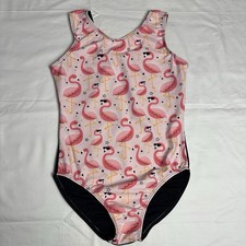 DESTIRA Pink Flamingo Tank Style Practice Gymnastics Leotard Child XL 12 