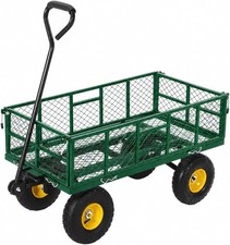 900LB Steel Garden Dump Cart Utility Wagon 3.2 Cu Ft w Removable Sides 10" Tires