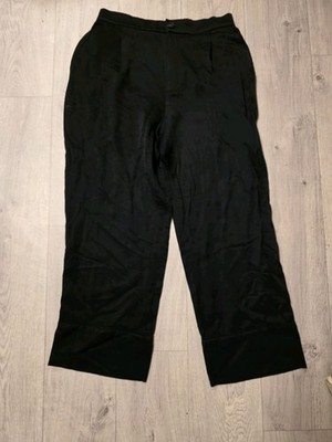 Massimo Dutti Stoffhose Damen Hose Pants Chino Gr. EU 40 Leinen Schwarz #2vhas19