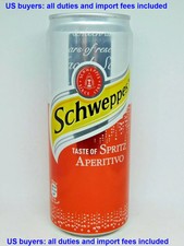 Empty Soda Can Schweppes Spiritz Aperitivo 330 ml. Ukraine 2021 Bottom open