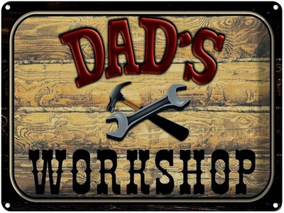 Blechschild 30x40 cm Dad´s Workshop Werkzeug Holz Deko Geschenk Metall Schild