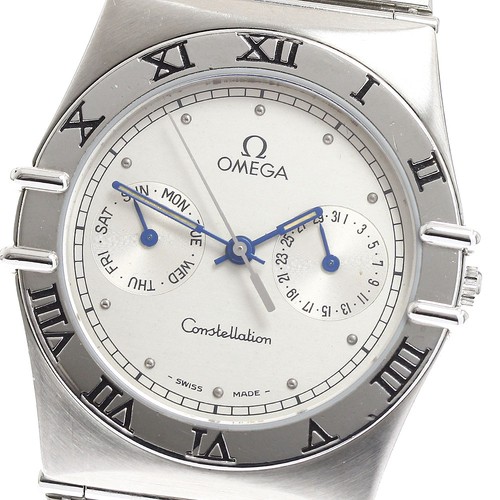 Omega Constellation Day Date silbernes Zifferblatt Quarz Herrenuhr_905502