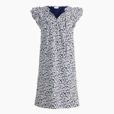 J CREW Blue Floral Sz 18 Lined Cotton Flutter Sleeve Shift Dress Pockets NEW NWT