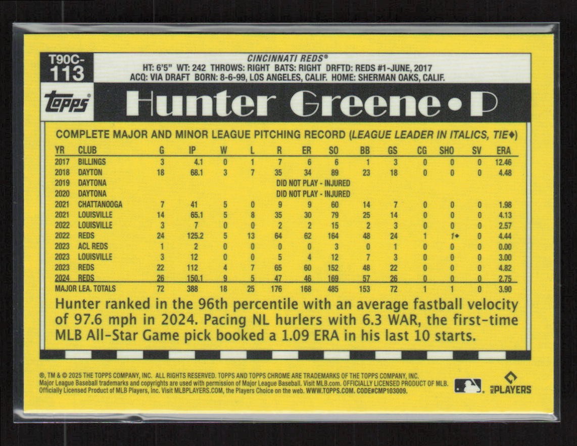 2025 Topps Chrome 35th Anniversary #T90C-113 Hunter Greene | eBay