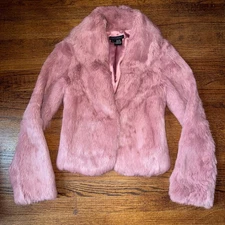 Y2K Sheri Bodell Pink Rabbit Fur Coat