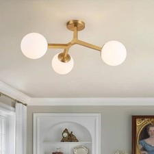 Semi Flush Mount Ceiling Light Fixture 3-Light Modern Gold Sputnik Chandelier