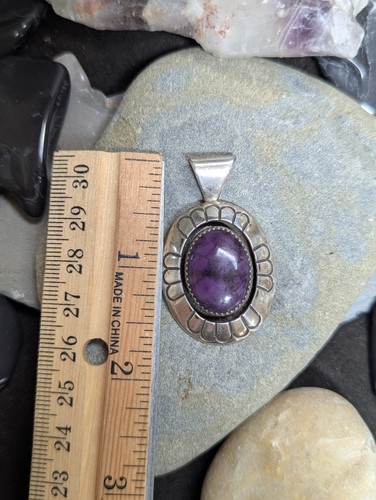 Vintage Navajo Sugilite Sterling Silver Pendant Jackson - Picture 5 of 6