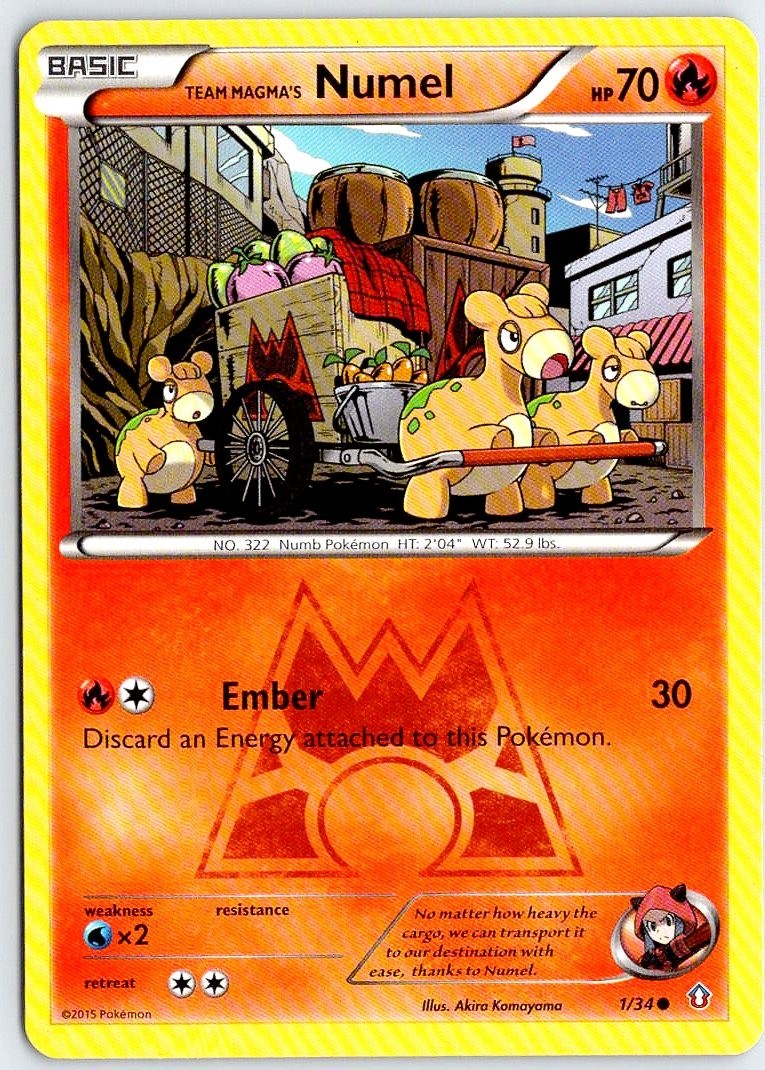 Team Magma's Numel 1/34 Common 2015 Pokemon Double Crisis