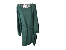 NWT Emily Rose Green Round Neck Long Elastic Cuff Sleeve Knee Length Dress M