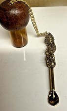 Vintage Gold Tone Mermaid Nude Lady Snuff Spoon Pendant unused  
