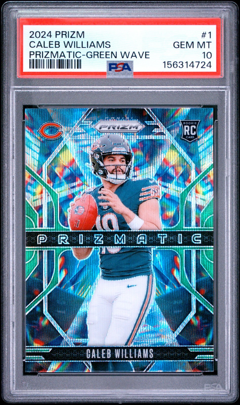 Caleb Williams Panini Prizm Prizmatic #1 Green Wave