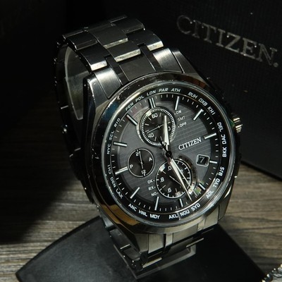 Citizen Attesa AT8044-57E Titanium Black DLC Uhr gebraucht aus Japan