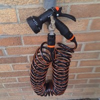 Spiral expandable Curly Garden Watering Hose,Space Saving 10m or 15m ,+Fittings
