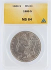 1886 Morgan Silver Dollar ANACS MS64 S$1 Philadelphia Minted No Reserve