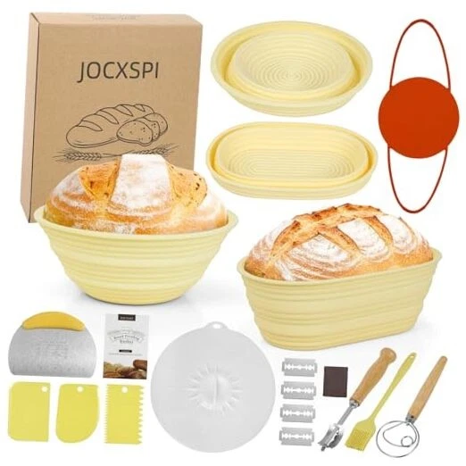 Silicone Sourdough Starter Kit, Upgraded & Thickened 9" Round & 10" Yellow