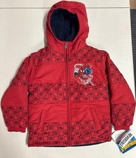 NWT- 2008 - Marvel Boys Spider-man REVERSIBLE Winter Coat with Hood- size 7
