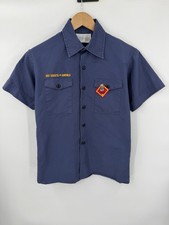 Boy Scouts BSA Cub Scout Youth Button Shirt Short Sleeve USA Blue Size Large