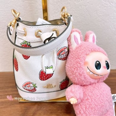 NWT Coach Mini Bucket Bag Strawberry Print with crossbody strap NWT Coach Mini Bucket Bag Strawberry Print with crossbody strap