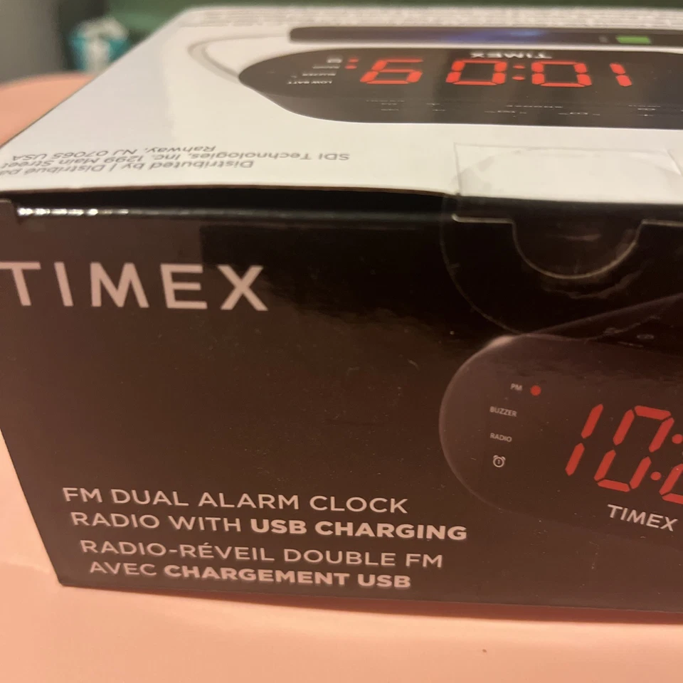 Timex Alarm Clock for Bedroom with FM Radio and USB Charger - Black - Image 4 of 4