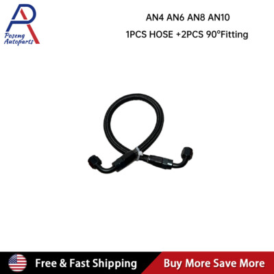 1 feet Nylon Braided CPE Fuel Hose Oil Fuel Gas Line + 2PCS 90 degree Fittings