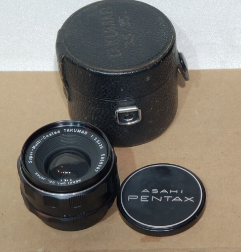 Asahi Pentax Super Takumar 1:3.5 35mm Screw Mount Lens With Case Lens Caps