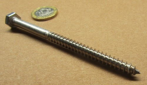 316 Stainless Steel Hex Head Lag Screw 1/4 Threads x 4.50" Length, 5 pcs - Picture 2 of 12