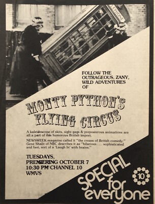 1975 ORIGINAL  MONTY PYTHON S FLYING CIRCUS'' TV SHOW Print Ad 20x28cm BUG 32