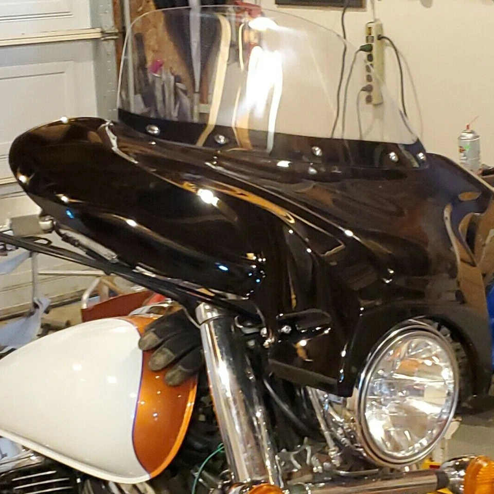 For Harley Yamaha Honda Motorcycle Front Batwing Fairing Windshield w/Bracket - Image 4 of 4