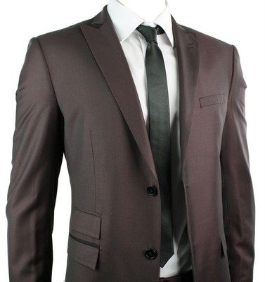 maroon and black suit