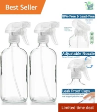 Modern Refillable 16oz Clear Spray Bottles - Mist and Stream Options - 2 Pack