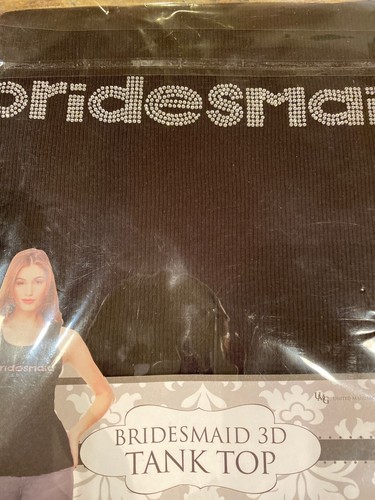 Bridesmaid Woman's 3D Black Tank Top Shirt Sz. M - Afbeelding 1 van 3