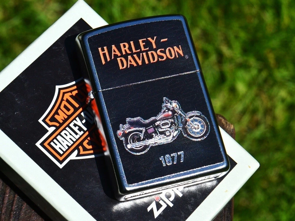 Harley Davidson Zippo Lighter - 1977 FXS 1200 Low Rider - Bar and