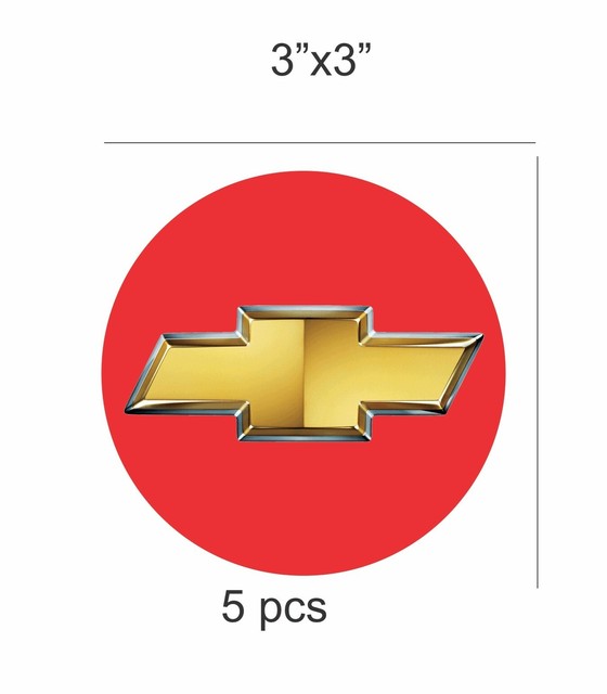 CHEVROLET BOWTIE STICKER SET OF 5 WHEEL CENTER CAP/ORIGINAL LOGO RED