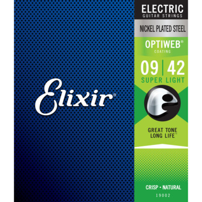 3 Sets Elixir 19002 Optiweb Nickel Plated Steel Guitar Strings Super Light 9-42