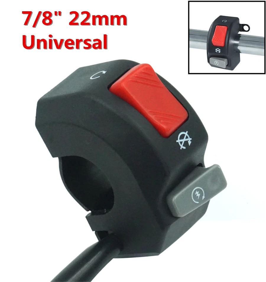 7/8" Manillar Moto Faro Antiniebla Bocina Arranque Interruptor de apagado Botón ON OFF Foto 3 de 4