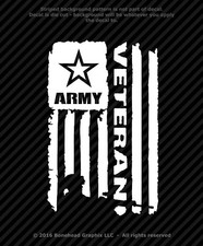 Military Veteran AV Distressed Flag XS-M Vinyl Decal Combat Veteran Sticker