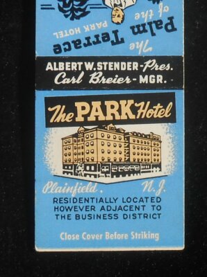 1950s The Park Hotel Albert W. Stender Carl Breier Plainfield NJ Union Co MB