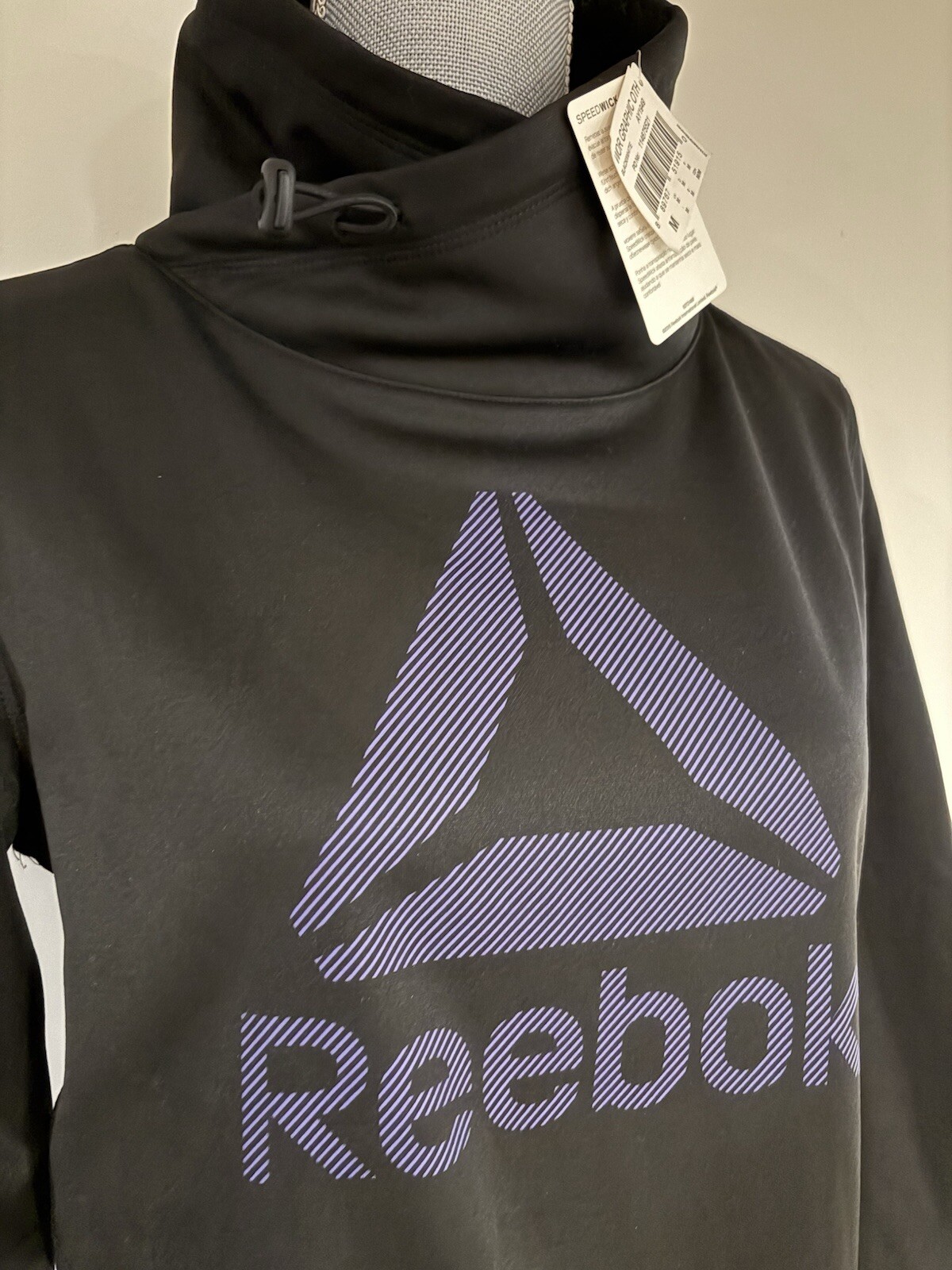 Reebok Women’s Speedwick Training Pullover Black With Purple Logo Size M thumbnail 2