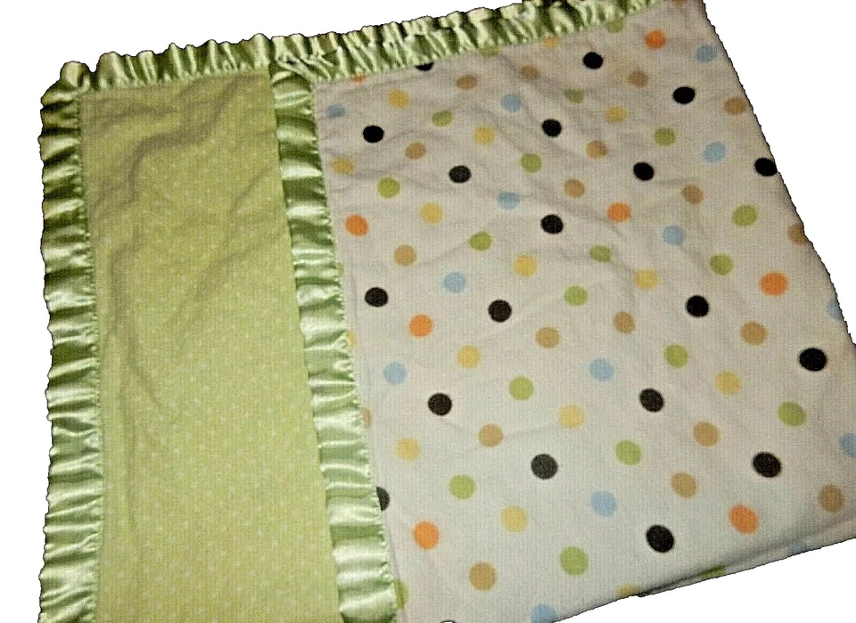 7C винтажный только что родившийся в горошек фланелевый атлас безопасности детской кроватки одеяло милый - Изображение 2 из 4