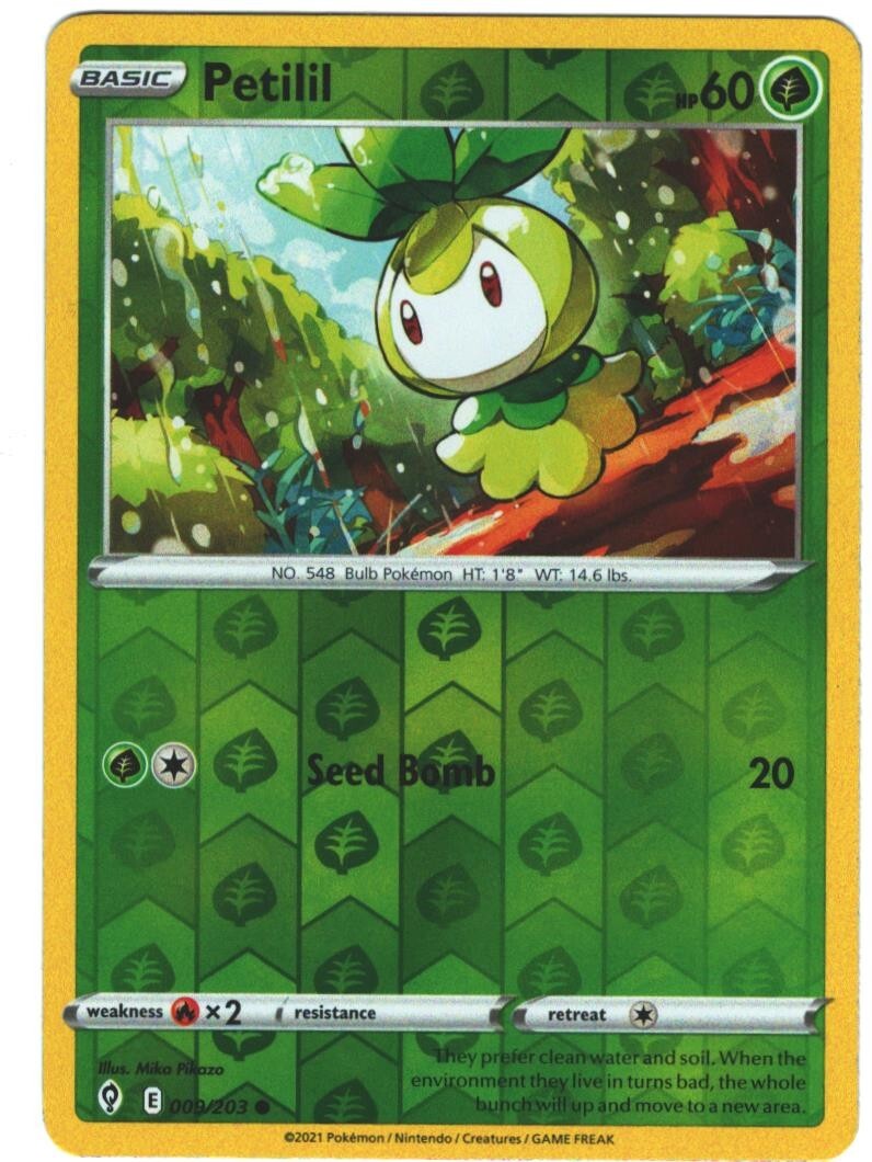 Petilil 9/203 Evolving Skies Reverse Holo Common Pokemon Card TCG 009 Pokémon