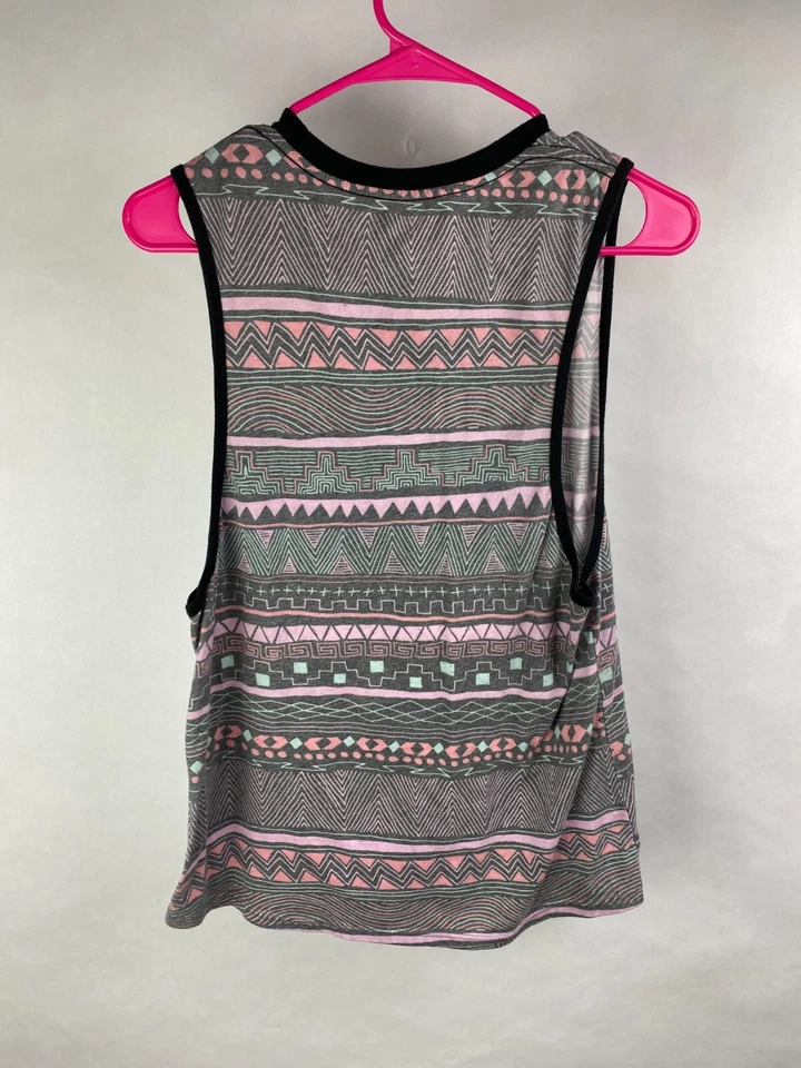 Camiseta sin mangas Glamour Kills para mujer M rosa/gris estampado azteca, ribete negro con bolsillo Foto 4 de 4