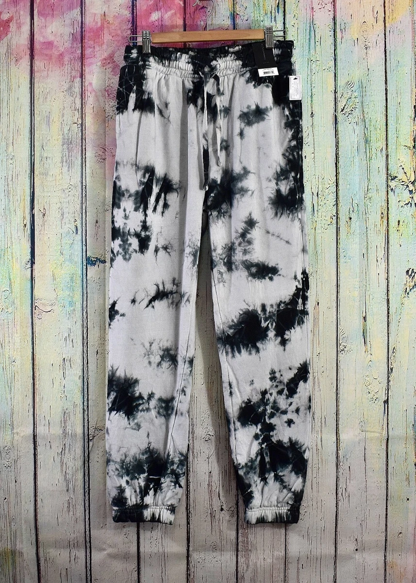 Men's No Boundaries Fleece Jogger Pants S, L Black Grey Tie Dye