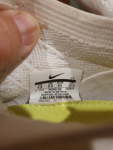 Nike Air Women's Vapormax Flyknit White Shoes Size US 9.5 UK 8.5 EU 43 Sneakers - Picture 17 of 17